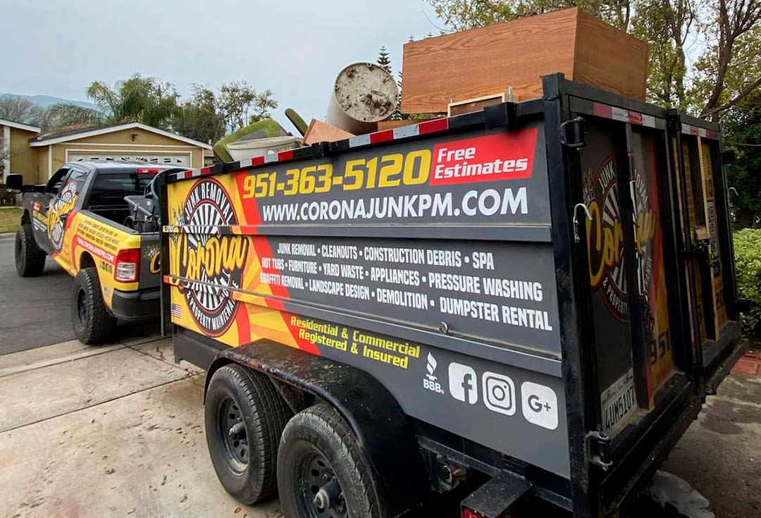 Junk-removal-truck-in-action-images-corona--Junk-Removal-&-Property-Maintenance-LLC-Today!